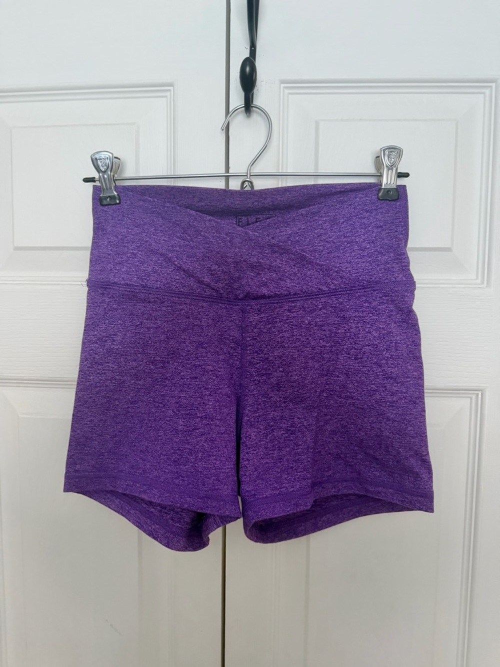 FLEO Purple V Waistband 4” High Waisted Athletic Shorts